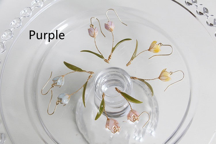Handmade Tulip Vintage Flower Stud Earrings