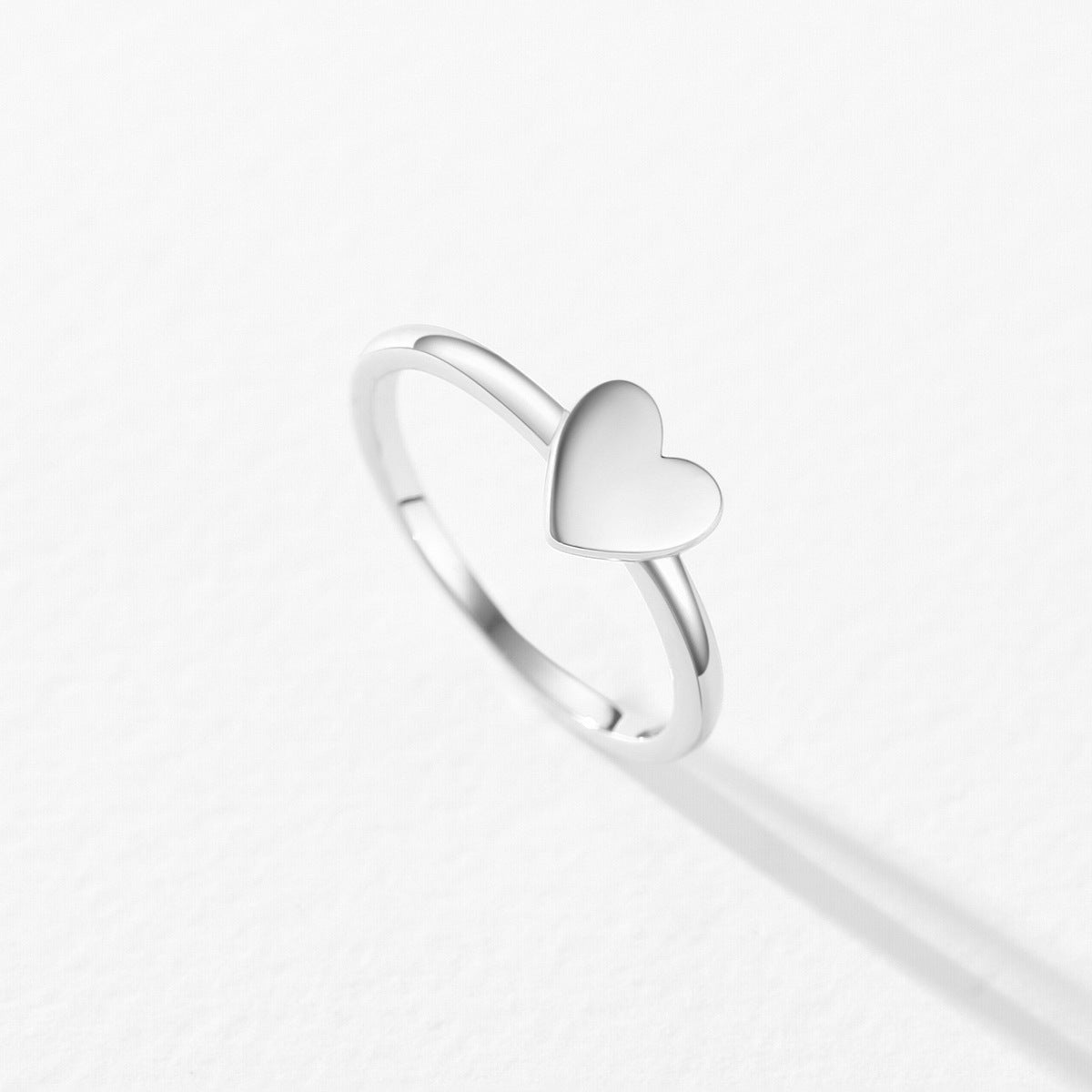 Female Minority Simple S925 Glossy Love Heart-shaped Ring