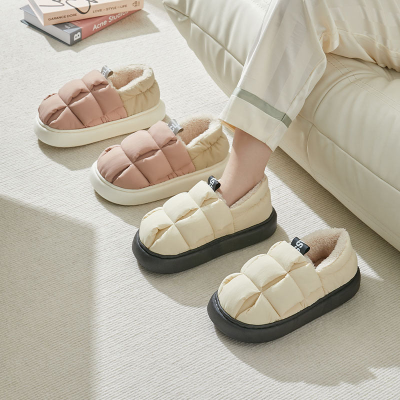 Chaussures en coton pour Couples, couleurs simples assorties, Surface supérieure douce, vêtements chauds pour la maison