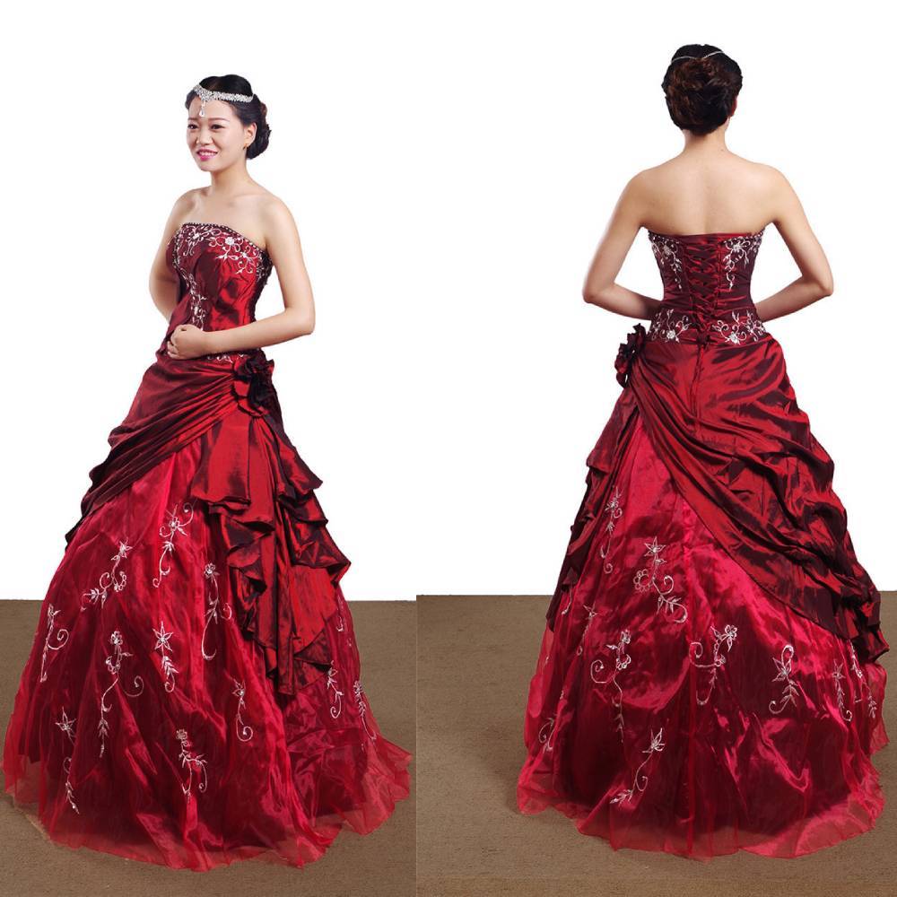 Vestido de novia hecho a mano de tafetán bordado en plata ocasión Formal vestido de noche de baile para mujer