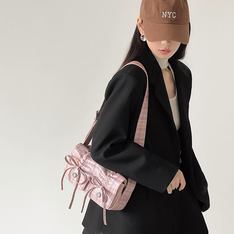 Bow Pleated Underarm Bag Simple Shoulder Messenger Bag