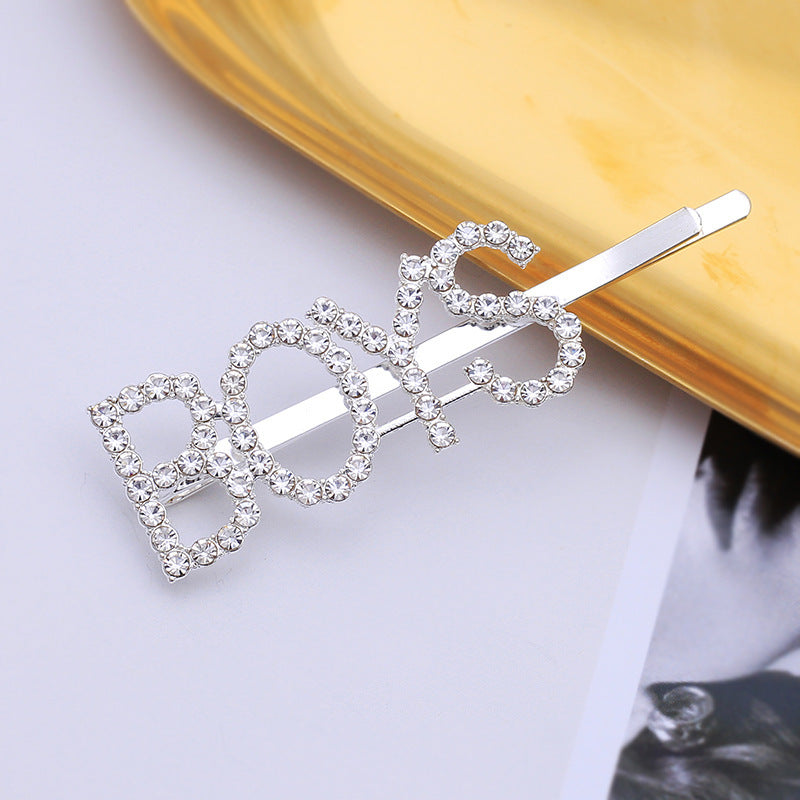 Letra Clip lateral Flequillo Diamante de imitación