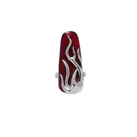 Anneau en métal liquide rouge flamme