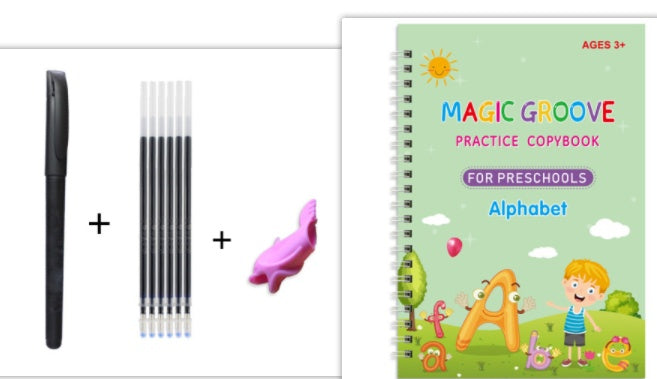 Cahier de pratique avec stylo dur et rainure pour enfants d'âge préscolaire, cahier de pratique en anglais, offre spéciale