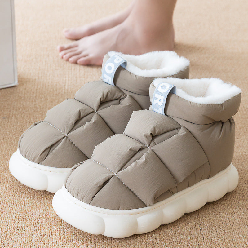 New Winter Couple Checkered Cotton Slippers