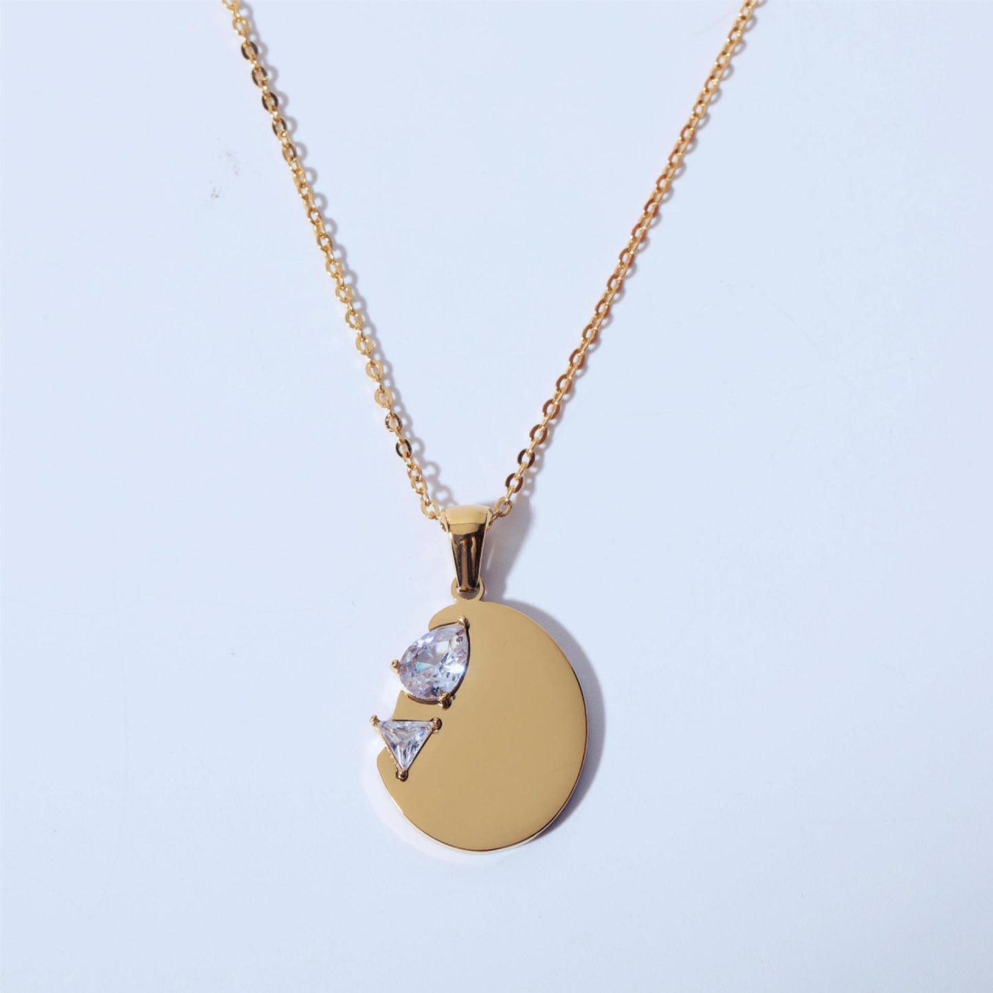 Titanium Steel Mirror Irregular Zircon Necklace