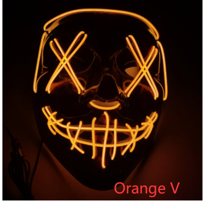 Black V Halloween Horror Glowing Mask