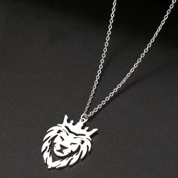 Collier LION creux, chaîne de personnalité en acier titane