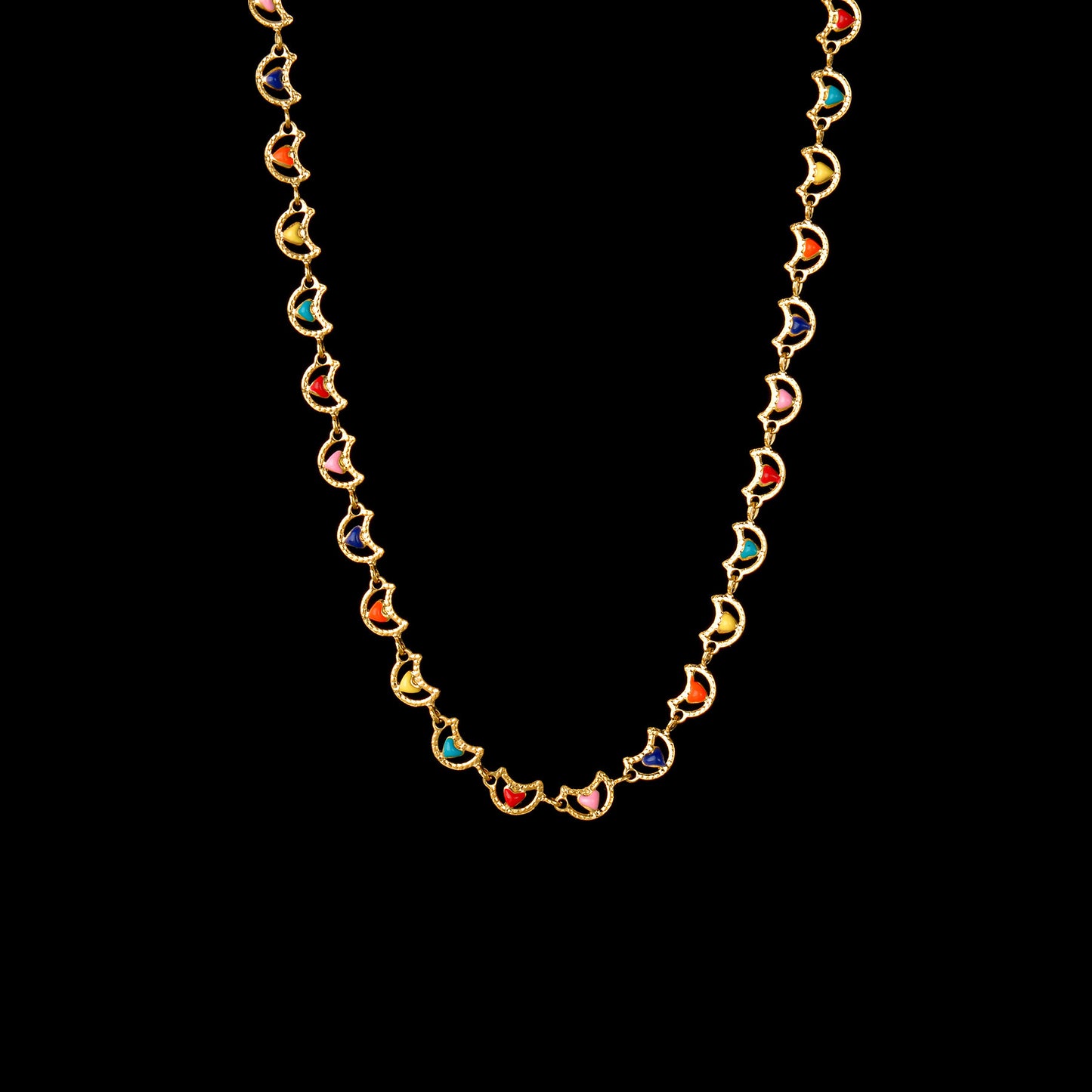 Collar de cadena con costura de tarjeta redonda, corazón de aceite Fengcai Simple, Partysu japonés y coreano