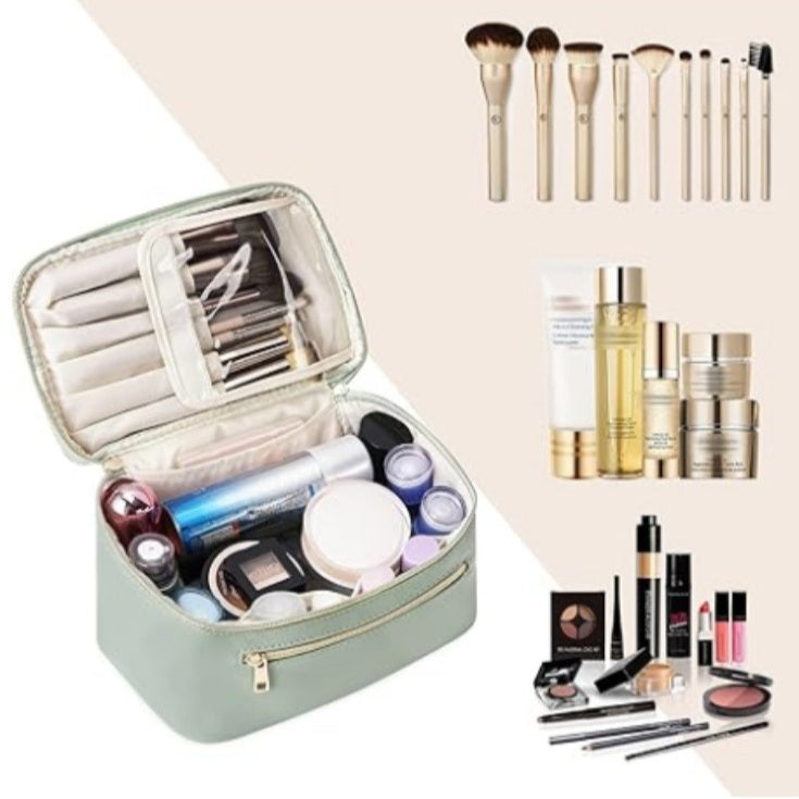 Sac à cosmétiques en cuir PU pour femmes, Portable, grande capacité, multifonctionnel, étanche