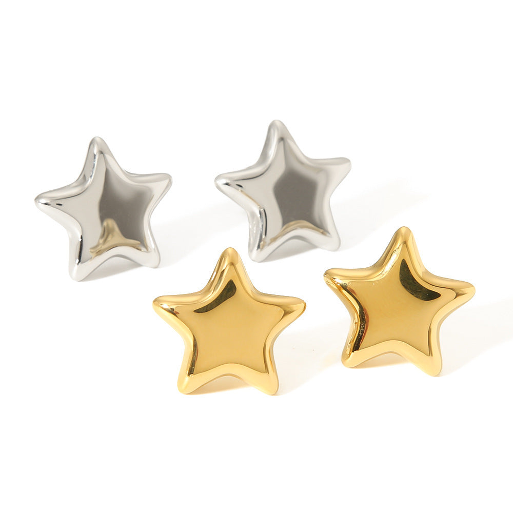 Boucles d'oreilles pentagramme en acier inoxydable pour femme