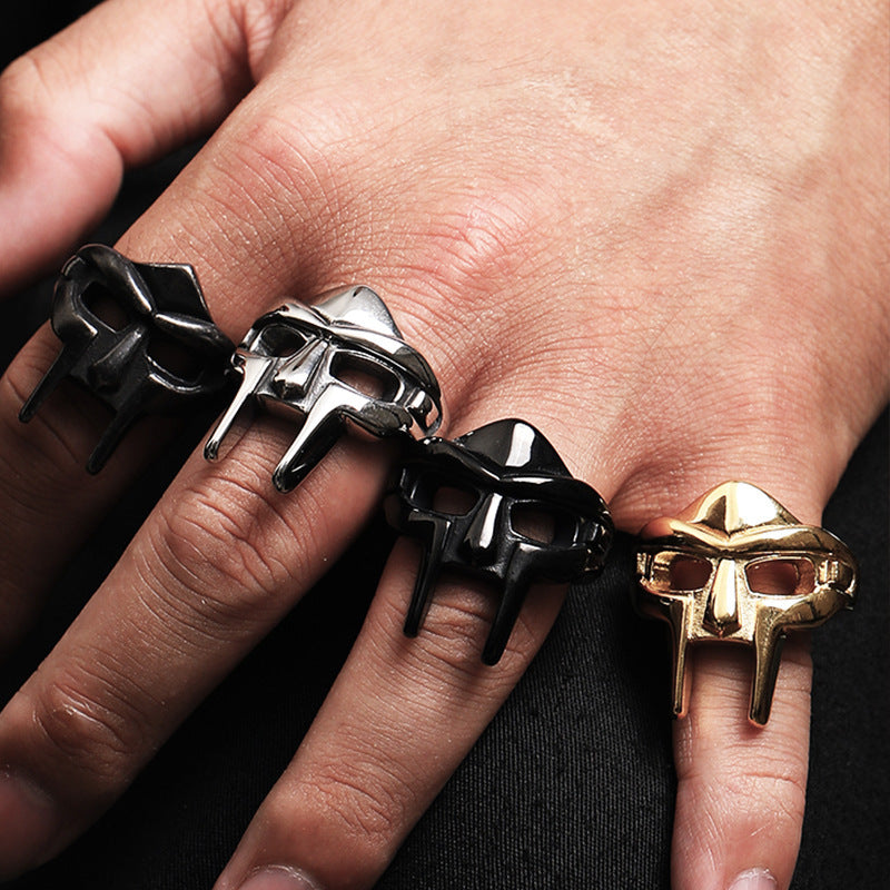 Bague en acier titane tête fantôme dominateur Hip Hop