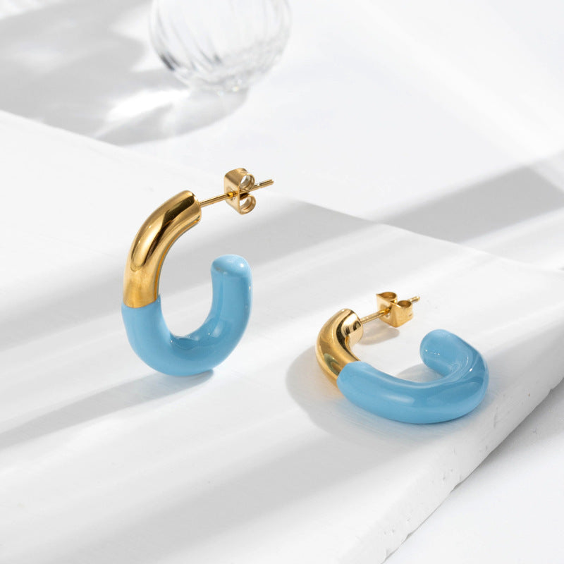 Boucles d'oreilles en acier inoxydable simples et à la mode pour femmes