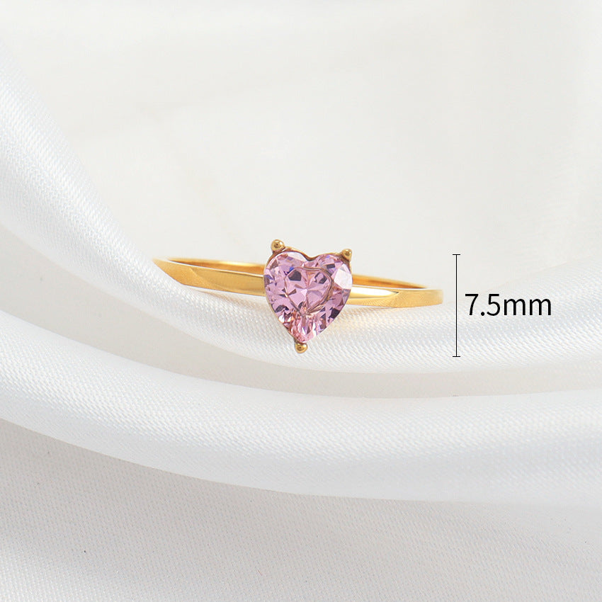 Fantasy Loving Heart Zircon Titanium Steel Ring