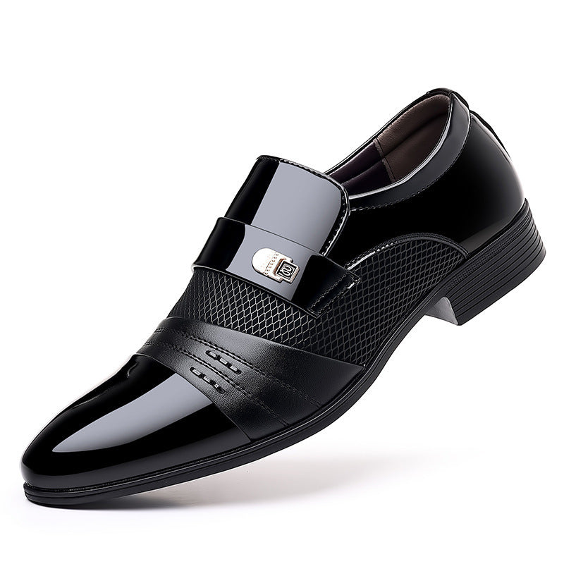 Zapatos de cuero de patchwork de moda rojo vino para hombres
