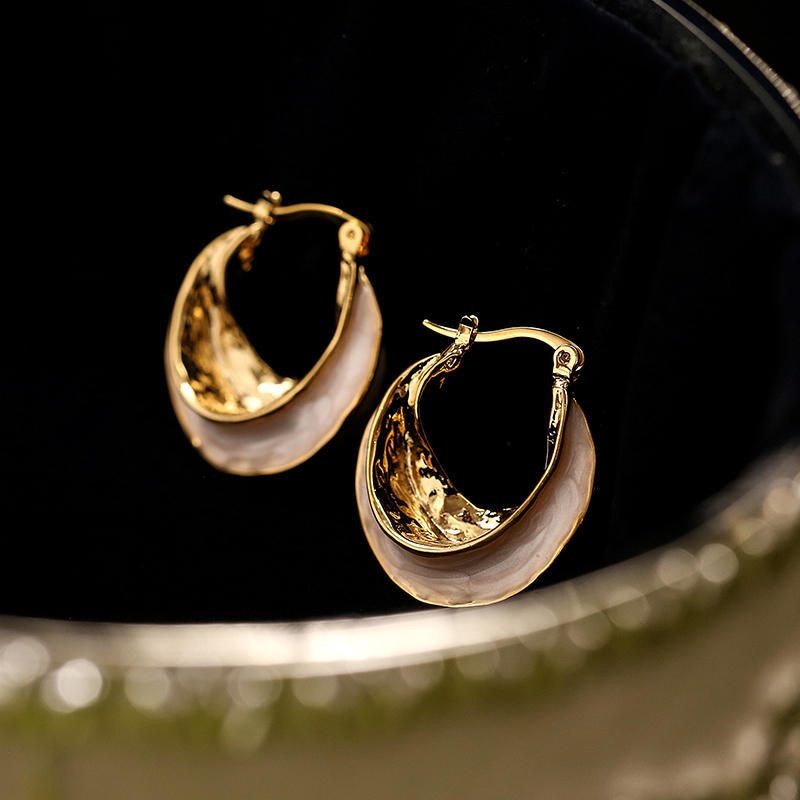 Boucles d'oreilles cercle français émaillées goutte à goutte pour femmes