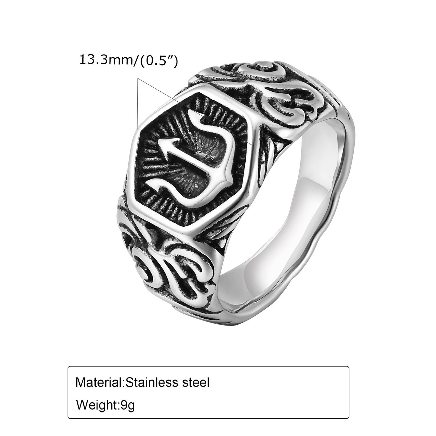 Bague en acier inoxydable, bague trident Xiangyun