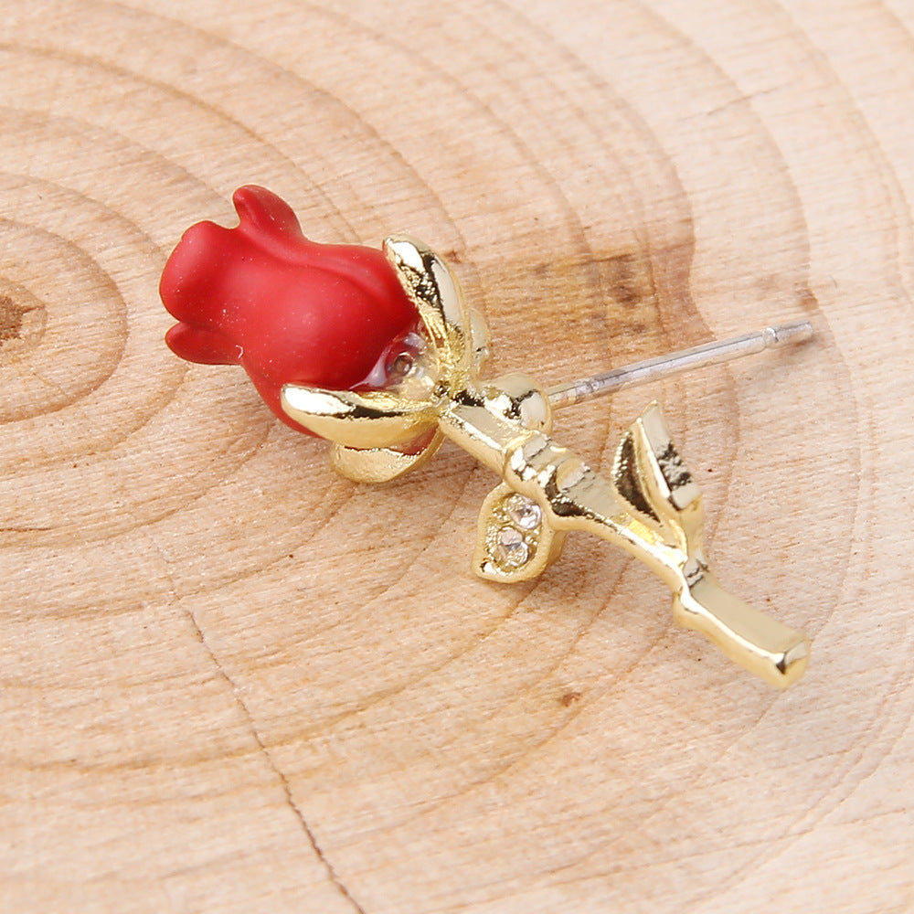 Boucles d'oreilles roses tridimensionnelles à la mode, boucles d'oreilles à fleurs personnalisées