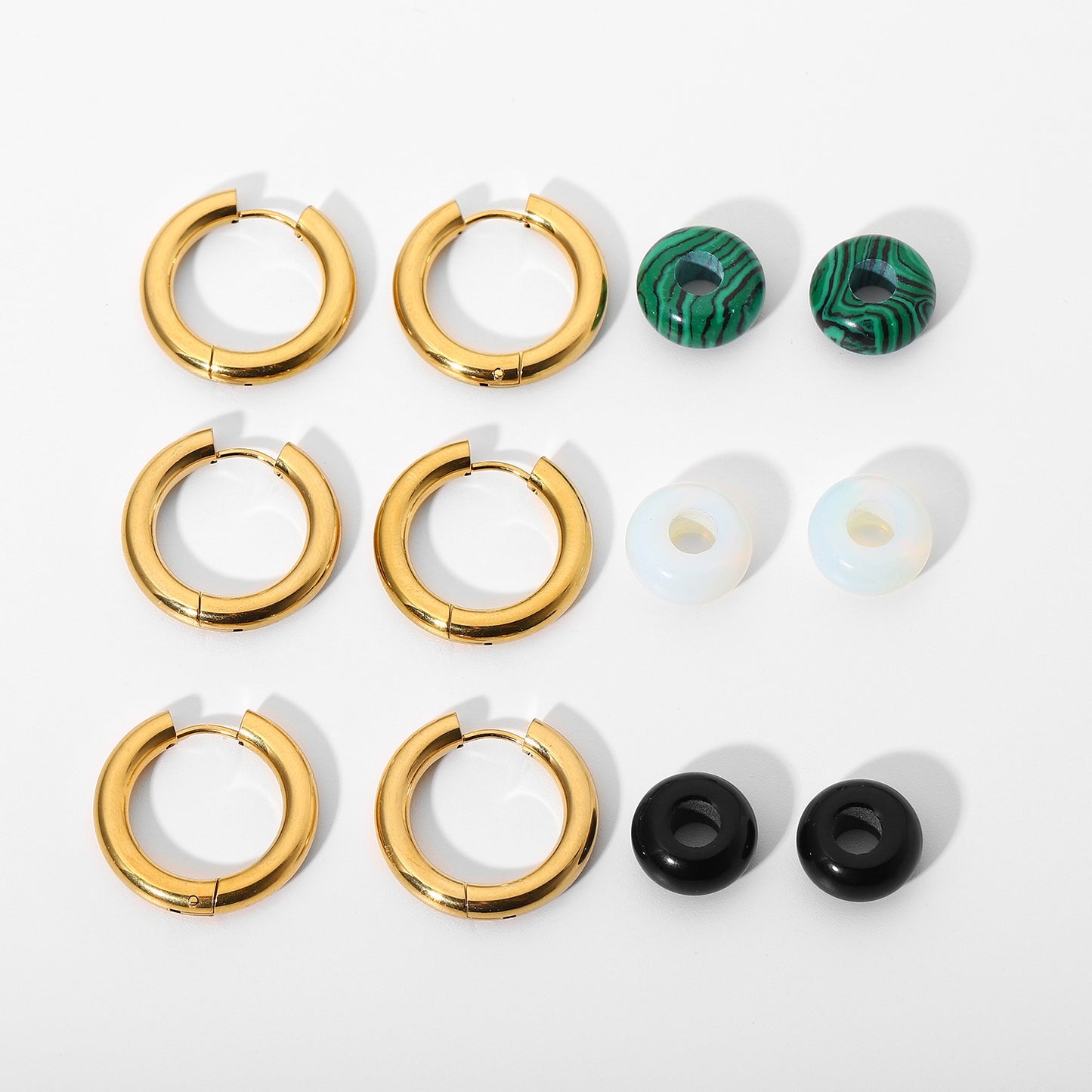 Double-Layer Gold-plated Colored Stone Earrings For Women