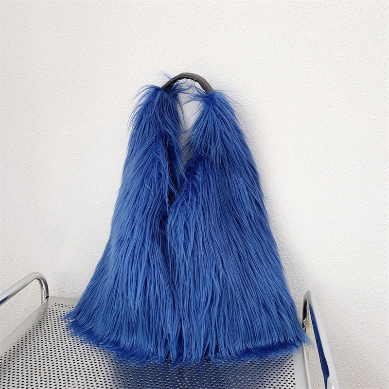 Sac fourre-tout en peluche à une épaule en laine d'eau