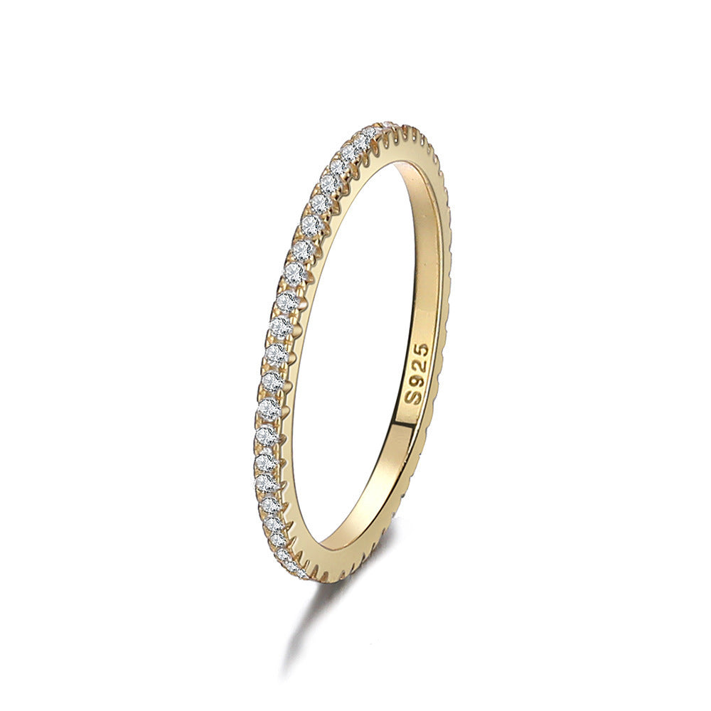Anillo de diamantes con hilera de plata de ley S925 con diseño de interés especial para mujer