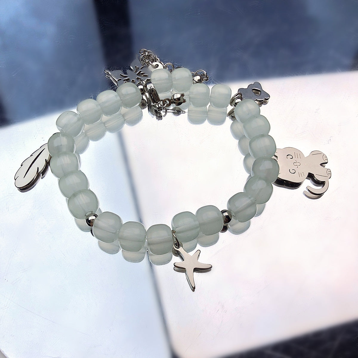 Millennium Sweet Girl Trendy Cool Bear Butterfly Cross Pendant Necklace DIY Handmade Beaded