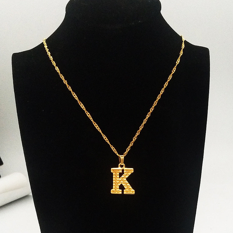 26 English Capital Letter Pendant Gold Plated 18K Environmental Protection Necklace