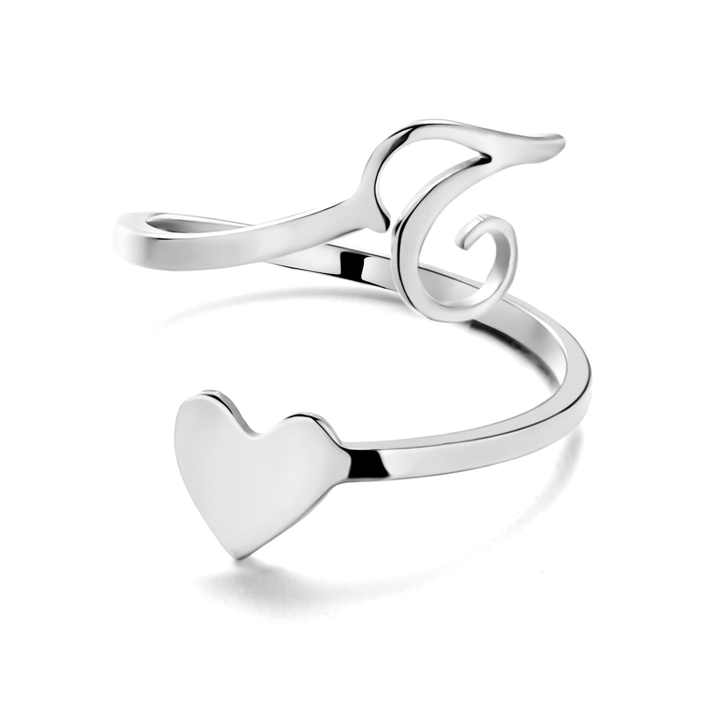 Simple Letter Three-dimensional Loving Heart With Opening Adjustable Ring