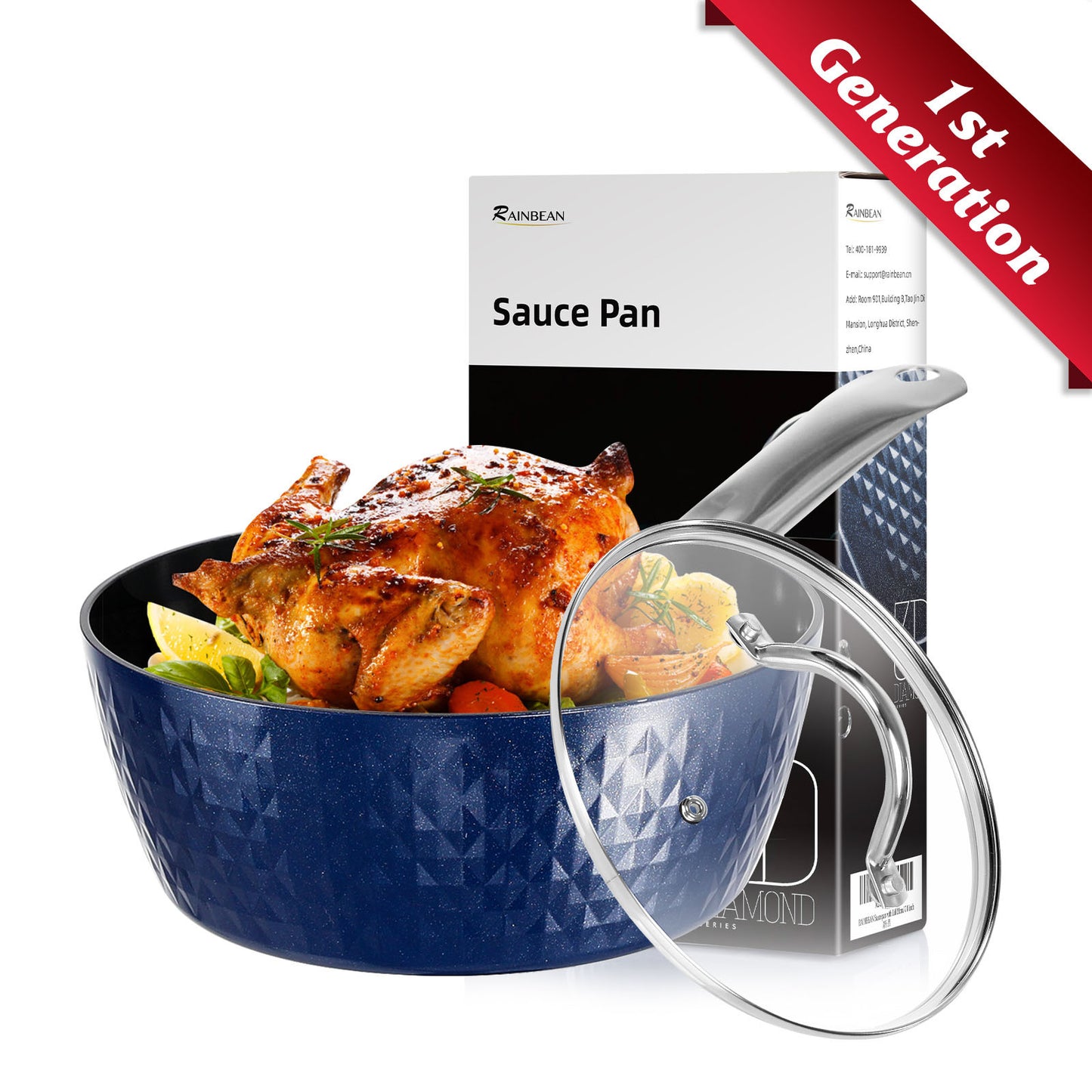 Casserole à induction avec couvercle, casserole à lait 20 cm 1,8 L antiadhésive, marmite à revêtement céramique en aluminium – sans PFOA avec poignée en acier inoxydable, convient à tous les types de plaques de cuisson, interdit par Amazon