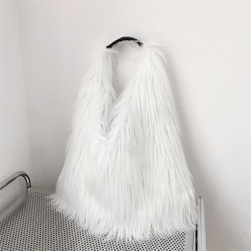 Sac fourre-tout en peluche à une épaule en laine d'eau