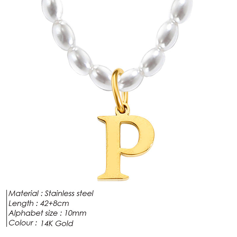 Collar de letras de acero inoxidable con diseño minoritario de lujo ligero