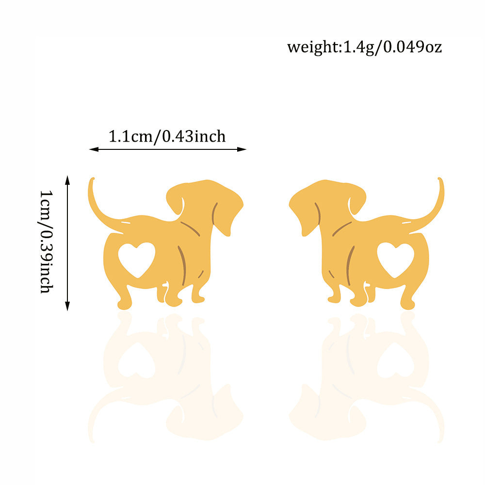 Boucles d'oreilles en forme d'amour pour chien, clous d'oreilles en acier inoxydable, ornement