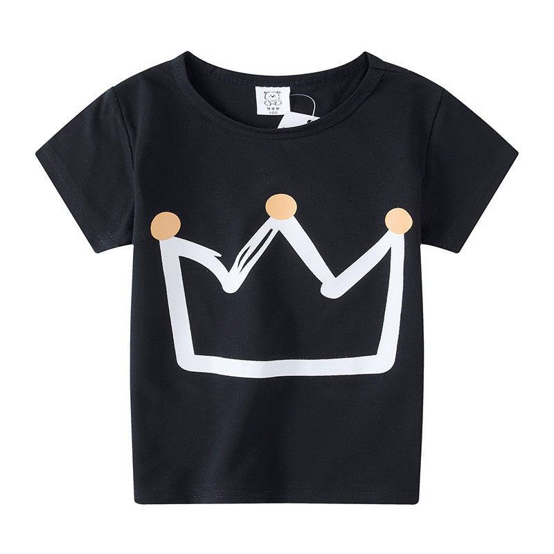 T-shirt à manches courtes pour enfants, garçons et filles, haut à manches mi-longues avec dessin animé