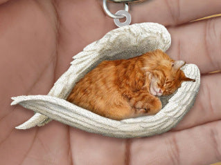 New Unique Dogs And Cats Sleeping Angel Pendant Car Key Ring