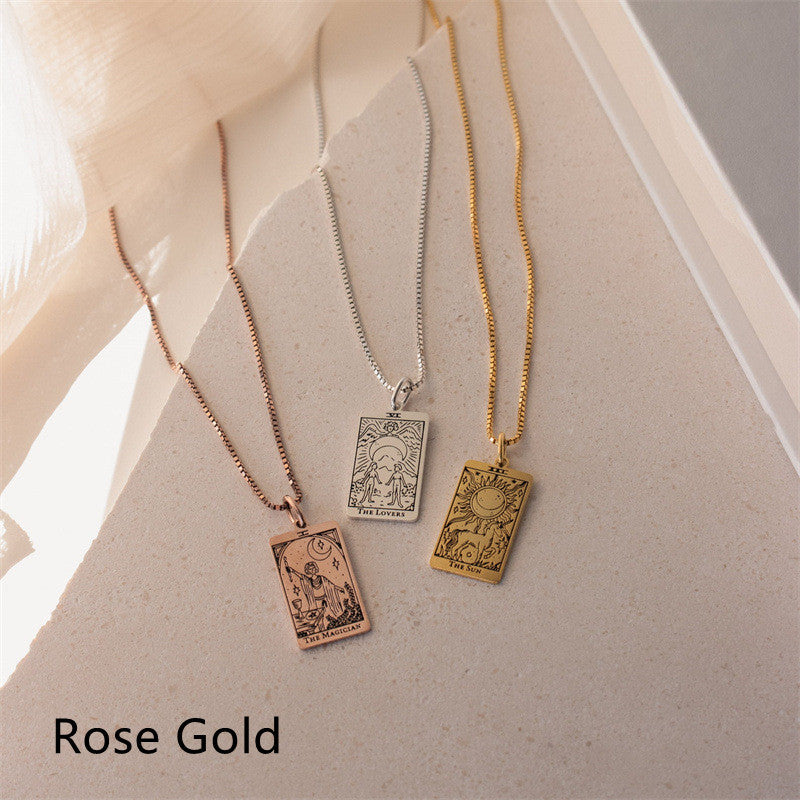 Pendant With Exquisite Square Tarot Pattern Necklace
