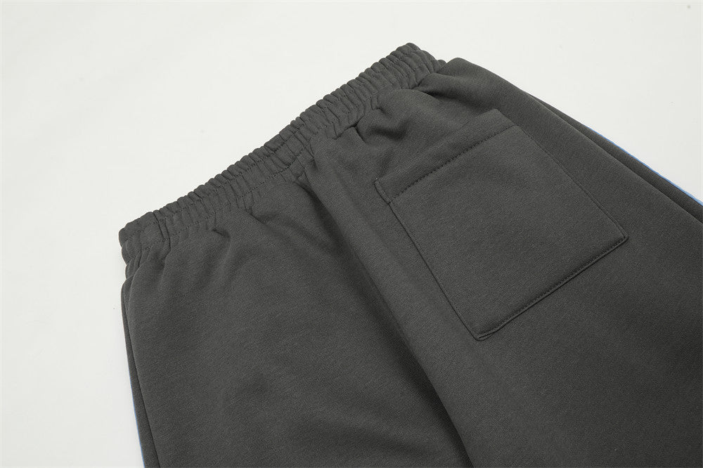Side Stripe Color Matching Ribbon Three Bars Loose Straight Velvet Trousers