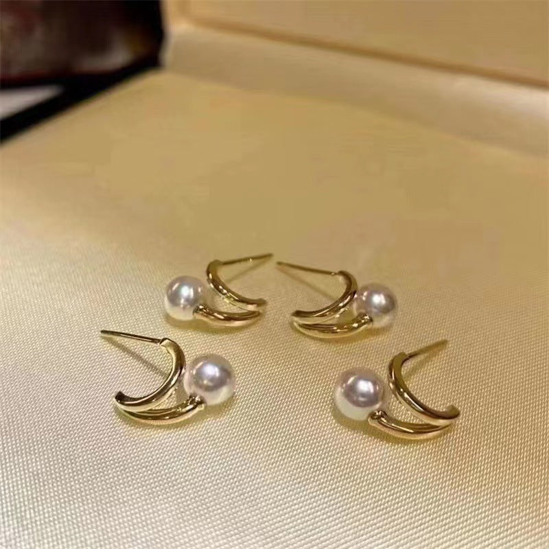Boucles d'oreilles à aiguilles en argent Sterling sauvage, Style froid Simple, boucles d'oreilles géométriques en forme de perle
