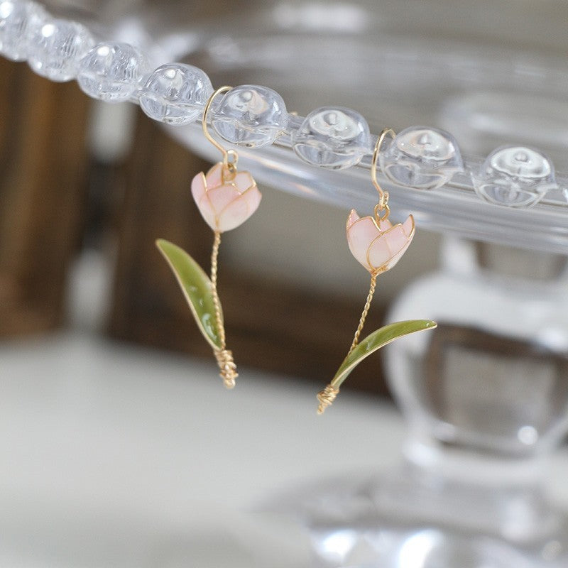 Handmade Tulip Vintage Flower Stud Earrings