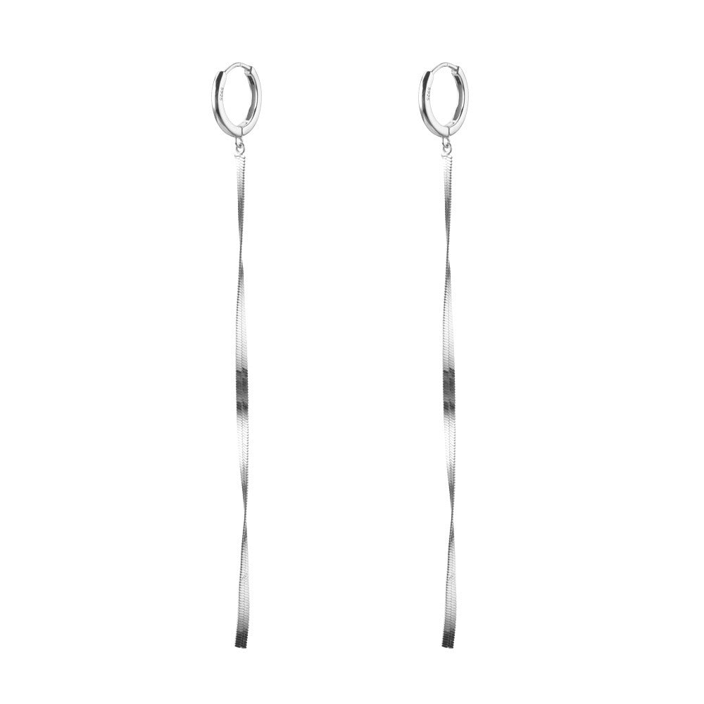 Boucles d'oreilles longues serpent en argent sterling à la mode