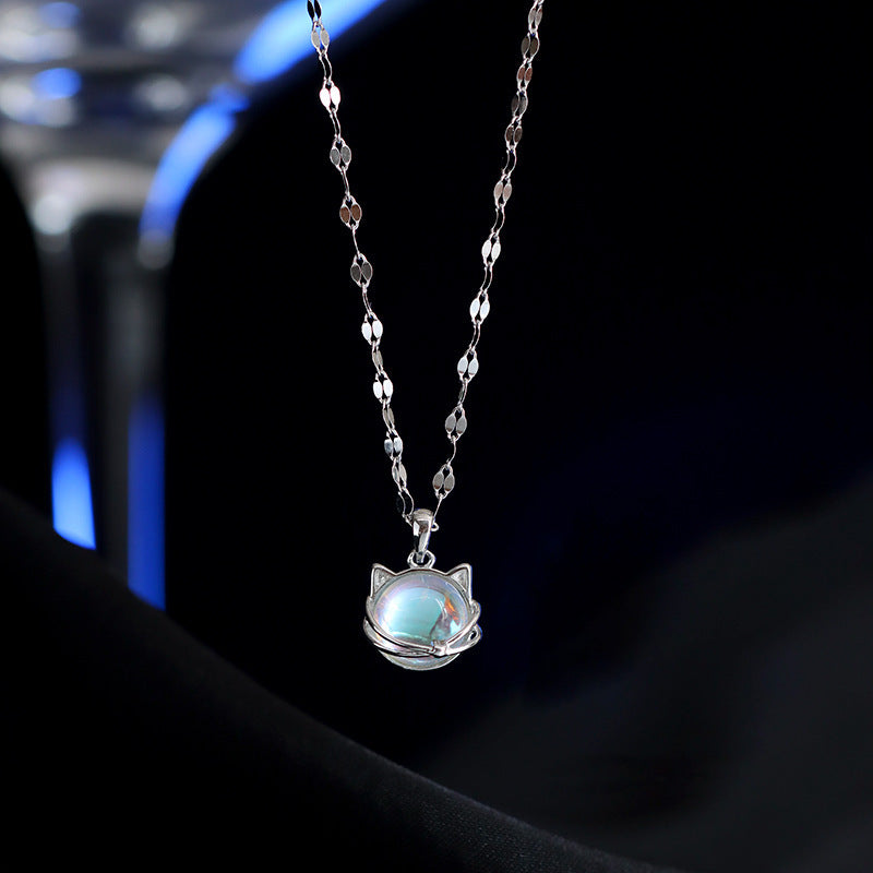 Women's Fashion Fantasy Planet Cat Pendant Necklace