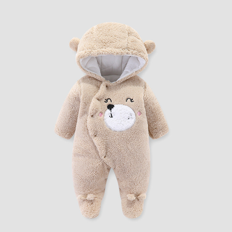 Saison bébé épaissi combinaison Shu coton velours combinaison nouveau-né hiver bébé et enfants vêtements barboteuse