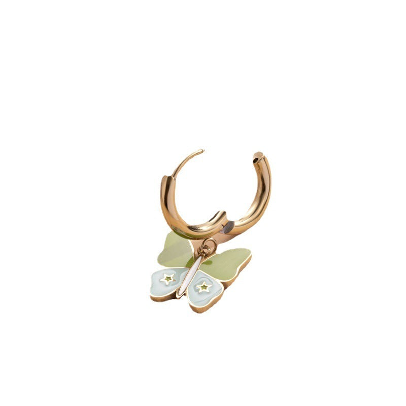 Boucles d'oreilles tendance en acier inoxydable, pendentif papillon Style dame gracieuse et douce, en acier titane