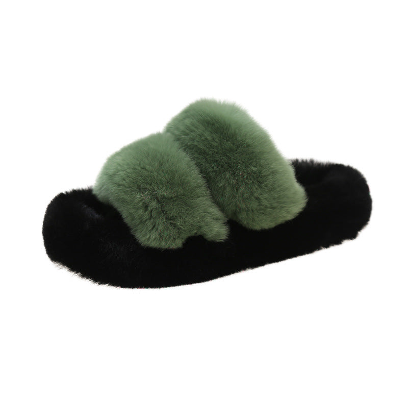 Pantoufles moelleuses à barres parallèles à fond épais