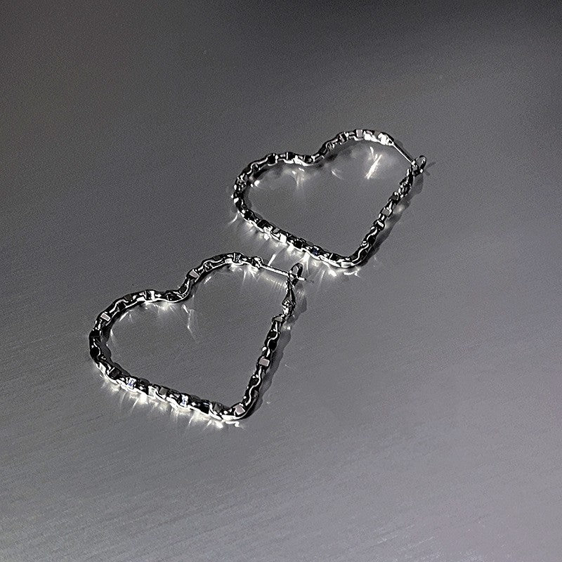 European And American Minimal Art Irregular Heart Large Earrings