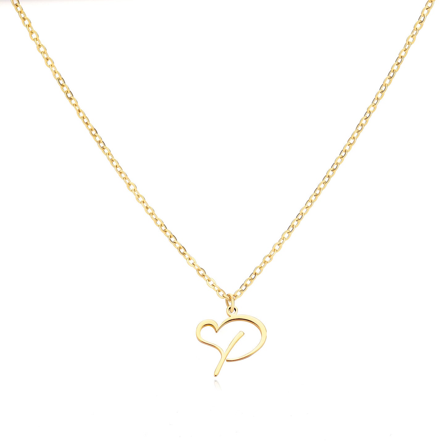 Collier créatif en acier inoxydable avec pendentif lettre cœur Simple pour femmes