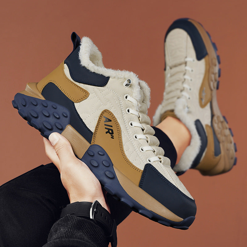 Chaussures de sécurité de travail décontractées à enfiler pour hommes, chaudes avec velours, hiver