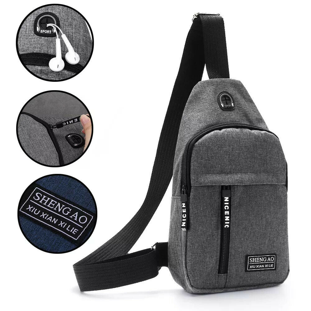 Bolso bandolera para hombre, bolso cruzado, bolso de pecho, mochila de viaje deportiva, color gris
