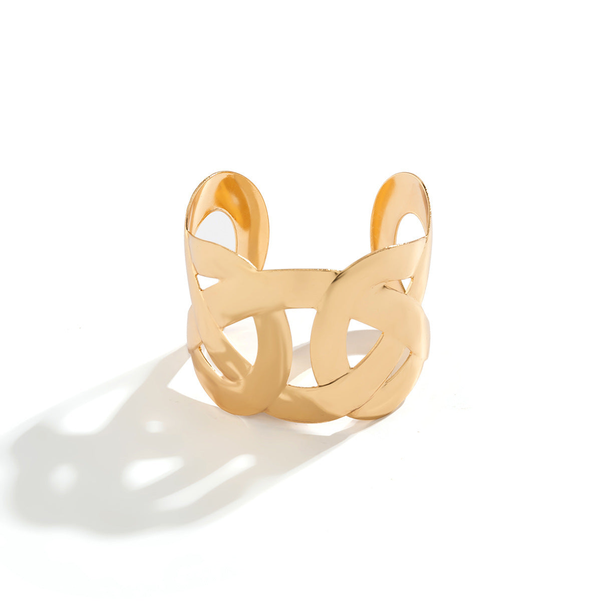 Ornament Personality Trend 8-word Buckle Cross Simple Wide Surface Hollow Metal Bracelet