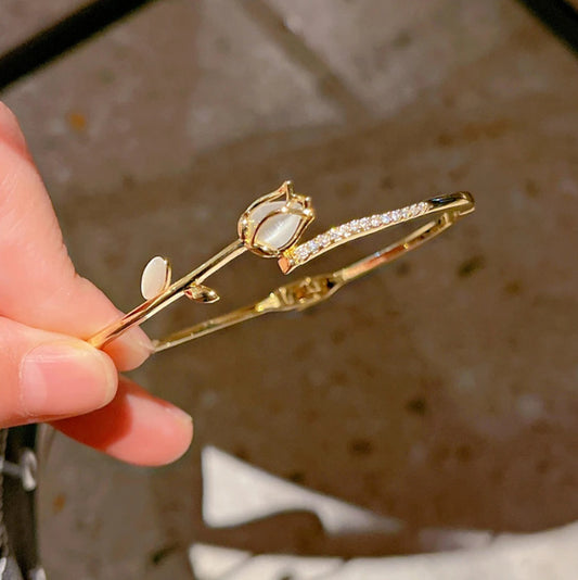 Bracelet Petite Rose Brillant Rose