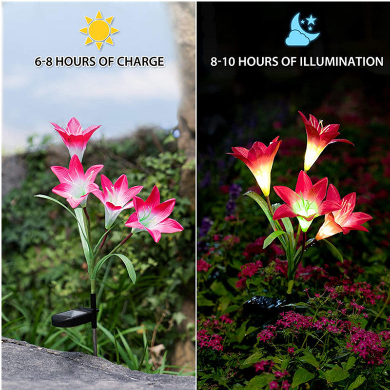 Lumières solaires de fleur de lys lumière solaire de jardin LED lumière de pelouse lumière de paysage lumière de fleur imperméable